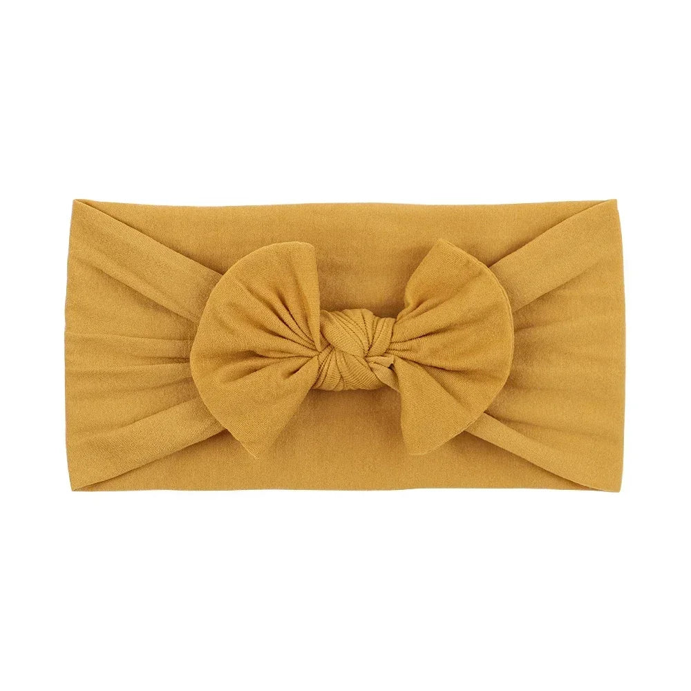 1Pc Simple Solid Color Broadside Bowknot Headband for Baby Girl Elastic Hair Band Basic Turban Headwear Infant Hair Accessories