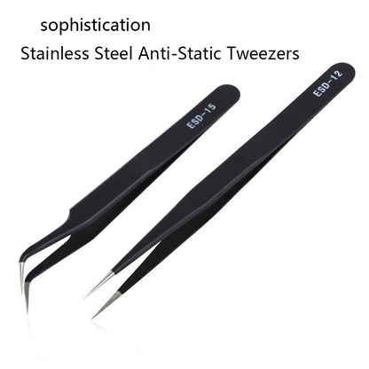 1/2Pcs Stainless Steel Curved Straight Black Tweezer Nail Art Rhinestones Nipper Picking Tool
