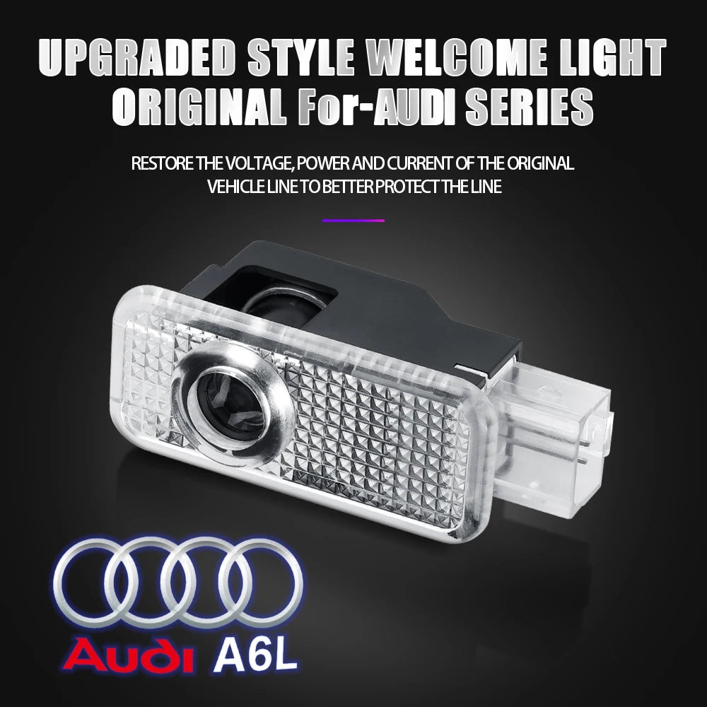 2Pcs Car Door Welcome Light Led HD Projector Lamp Courtesy Lights for Audi SLine S3 S4 S7 S6 A5 A3 A4 RS A6L A7 A4L Q5 Q7 A8L Q3