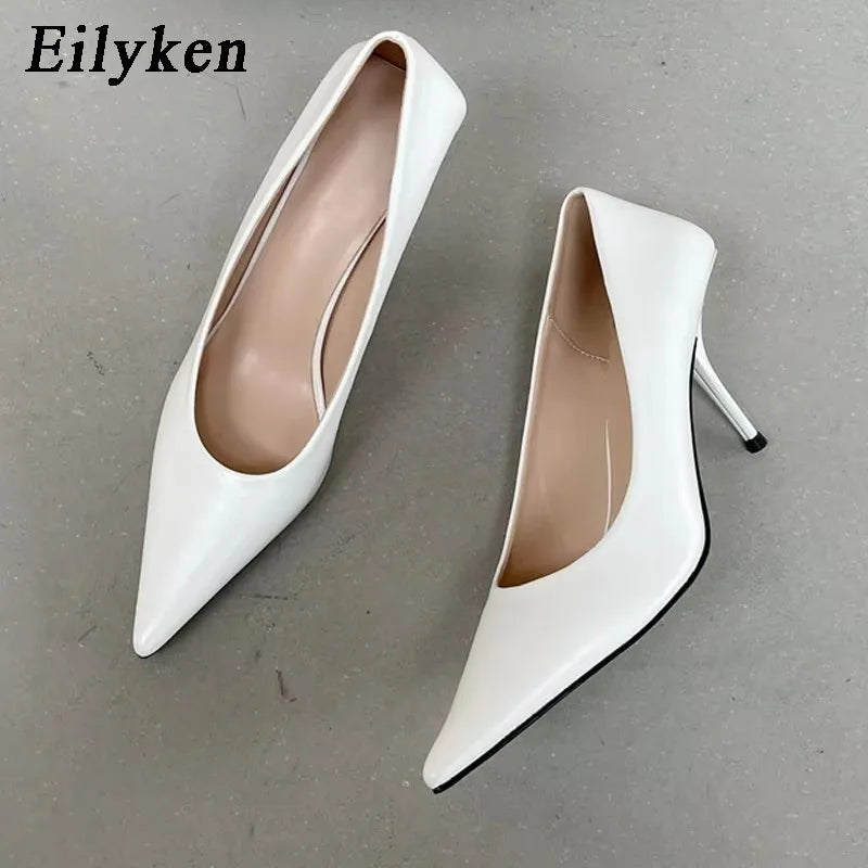 Eilyken High Quality Pu Leather New Sexy Shallow Pointed Toe Woman Pumps Thin High Heels Fashion Dress Sandals Ladies Shoes