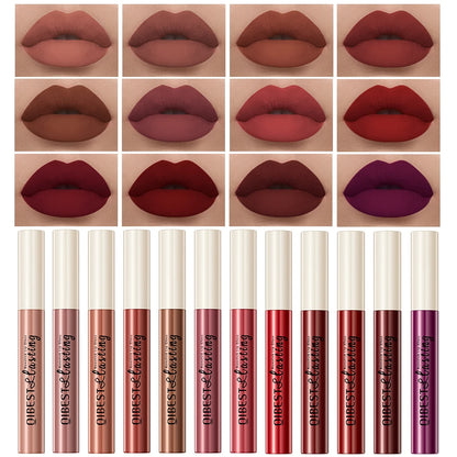 12 non-stick cup lip glaze set velvet matte mist liquid lipstick waterproof