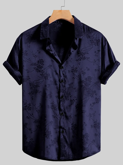 Men's Embroidered Short-sleeved Shirts for Men's Hawaiian Shirts