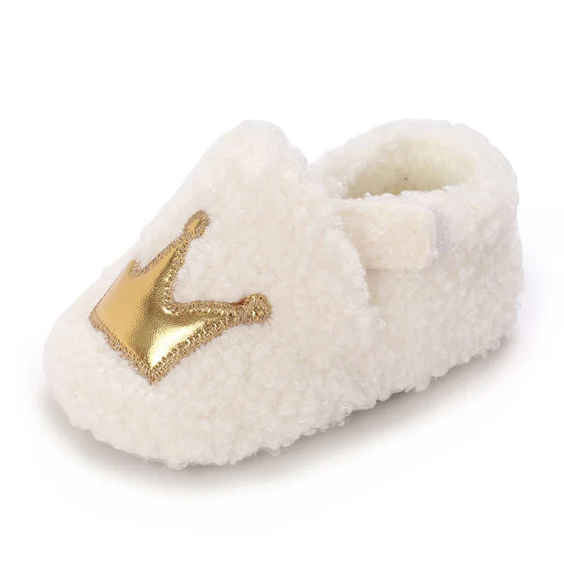 Fashionable Lamb Down Newborn Baby Girl Knitted Baby Soft Sole Shoes