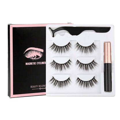 New 1/3Pairs Magnetic Eyelashes False Lashes Repeated Use Eyelashes Waterproof Liquid Eyeliner With Tweezer Make Up Sets Hotting