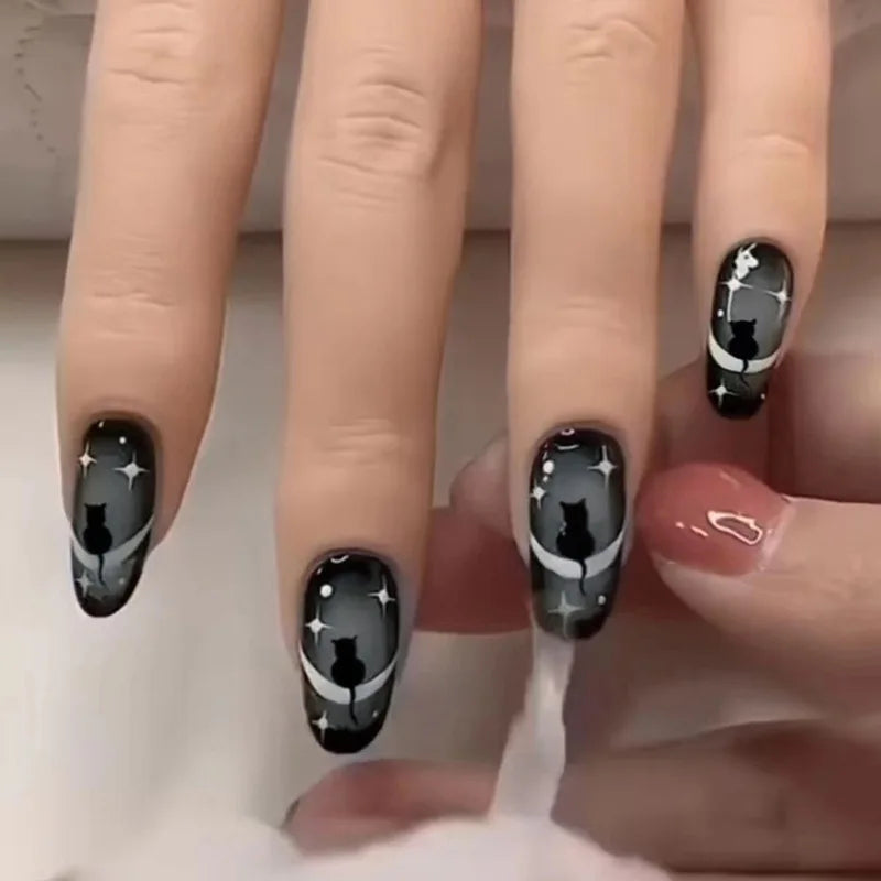 24Pcs Short Square Nude Fake Nails Art White Edge Glossy Artificial French False Nails Removable Full Cover Press on Nail Tips