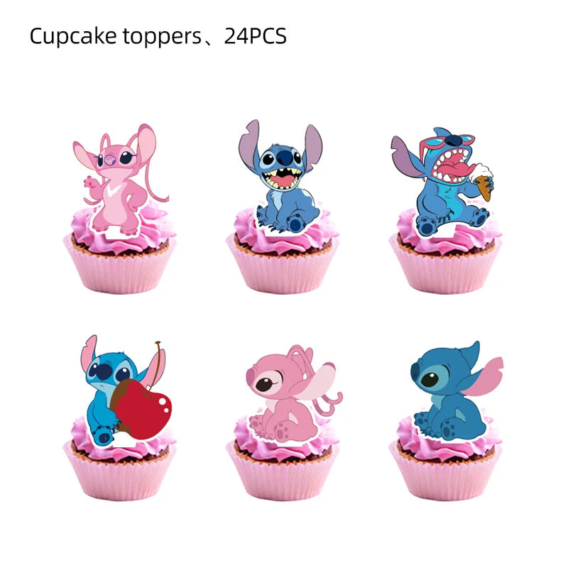 Disney Pink Lilo&Stitch Birthday Party Decorations Disposable Plate Angel Balloon Baby Shower Girls Birthday Party Supplies