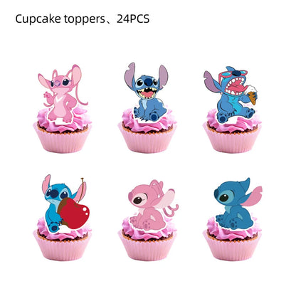 Disney Pink Lilo&Stitch Birthday Party Decorations Disposable Plate Angel Balloon Baby Shower Girls Birthday Party Supplies