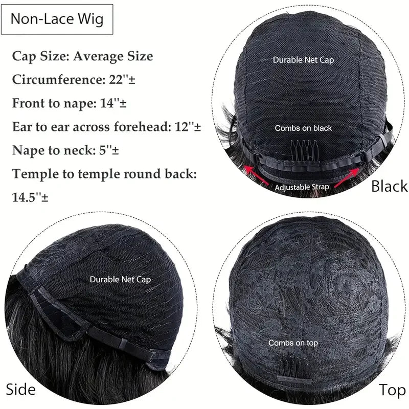 Ombre Color Short Layered Pixie Cut Human Hair Wigs With Bangs,Full Machine Made For Black Women Honey Blonde Wig 1B/27