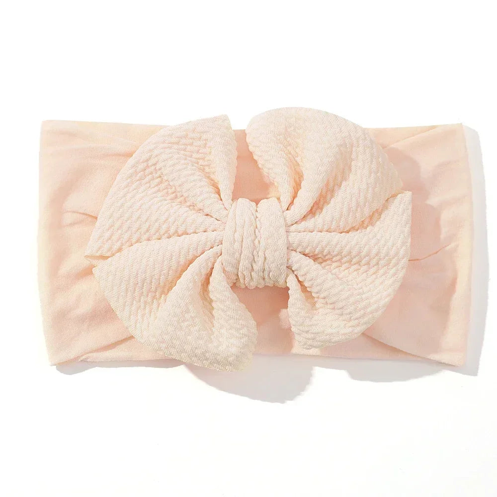 1Pcs Baby Elastic Headband Lovely Big Bows Wide Head Band Soft Newborns Solid Color Headscarf Hairband Babe Hair Accessories