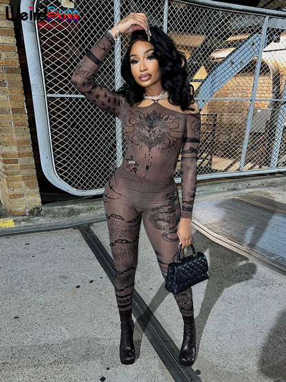 2 Piece Set See Through Fashion Heart