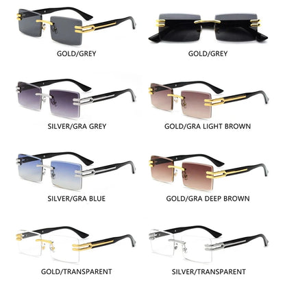 2025 New Retro Rimless Sunglasses For Men Luxury Punk Frameless