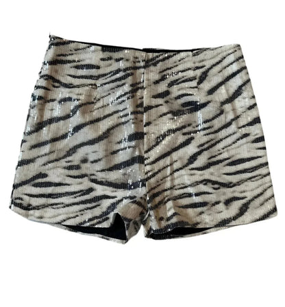Women Sequined Leopard Print Sexy High Waist Leggings Shorts