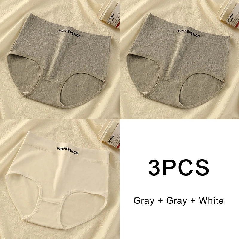 3PCS/set Color Panties Cotton Women Comfortable High-waist Underwear Soft Lingerie Breathable Female Panty Fitness Sports Briefs