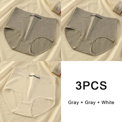 3PCS/set Color Panties Cotton Women Comfortable High-waist Underwear Soft Lingerie Breathable Female Panty Fitness Sports Briefs