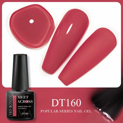 MEET ACROSS 7ml Brown Series Gel Nail Polish Autumn Coffee Color Nail Art Gel Nail Supplies Semi-Permanent Varnish Manicure