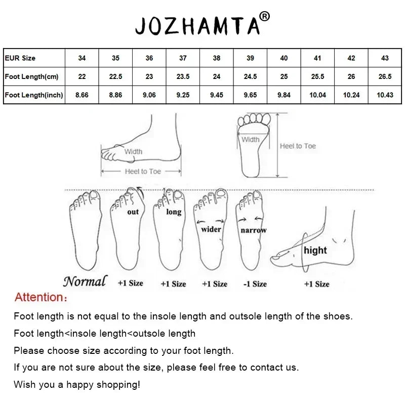 JOZHAMTA Size 34-43 Knee Boots For Women Real Leather Thick High Heels Winter Shoes Fall Fashion