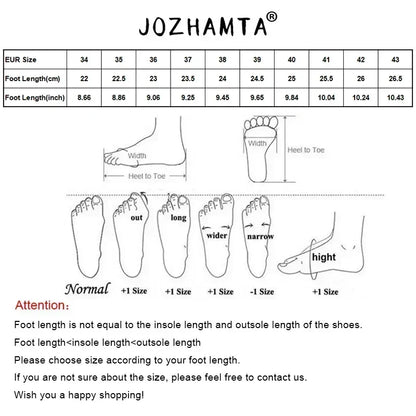 JOZHAMTA Size 34-43 Knee Boots For Women Real Leather Thick High Heels Winter Shoes Fall Fashion