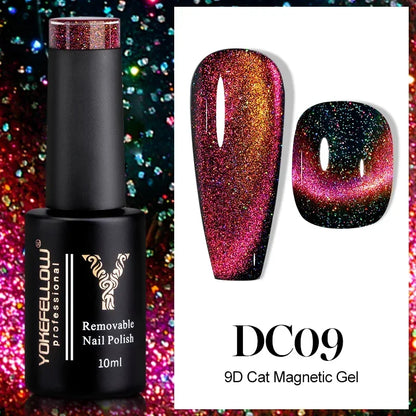 YOKEFELLOW 2025 New Dreamland Cat Eye Gel Nail Polish 10ml Dual Gloss Dreamland Color Soak Off Cat Magnetic UV Gel Varnish DIY