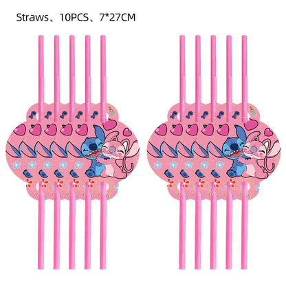 Disney Pink Lilo&Stitch Birthday Party Decorations Disposable Plate Angel Balloon Baby Shower Girls Birthday Party Supplies