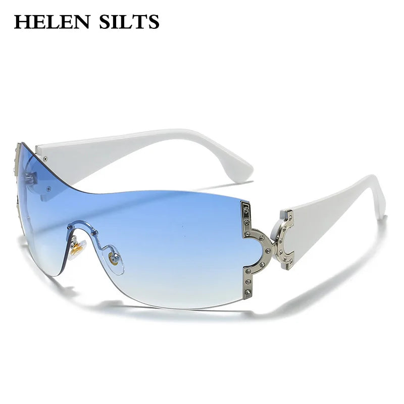 2000'S Fashion One Piece Sunglasses Women Luxury Shiny Crystal Sun Glasses