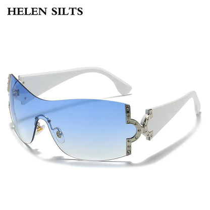 2000'S Fashion One Piece Sunglasses Women Luxury Shiny Crystal Sun Glasses