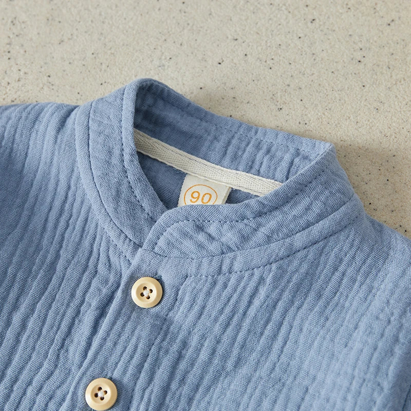 Suefunskry Kids Boys Fall Outfits Solid Color Buttons Long Sleeve Shirts