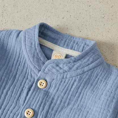 Suefunskry Kids Boys Fall Outfits Solid Color Buttons Long Sleeve Shirts