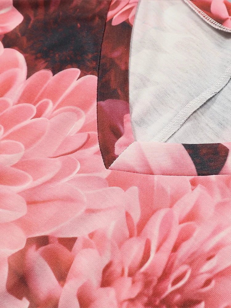 Women's V Neck Short Sleeve T Shirt Round Neck Pullover Casual Printed Pattern