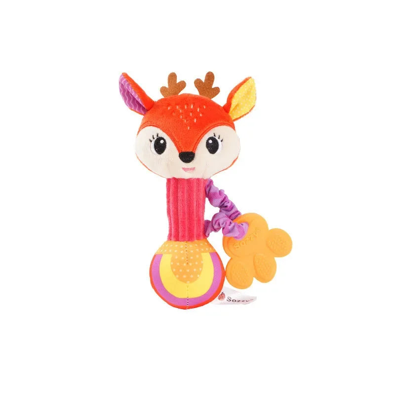 Baby Rattles Soft Stuffed Animal Rattle Hand Grip Baby Toys Shaker Crinkle Squeaky Sensory Soothing Toys Toddler Gifts