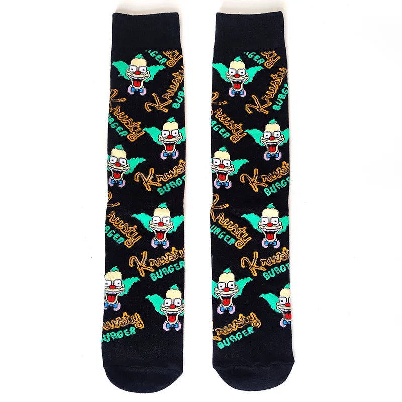 Simpsons Cartoon Anime Funny Socks Men Hip Hop Print Novelty Crazy Sokken Hip Hop Unisex Comfortable Skateboard Happy Meias