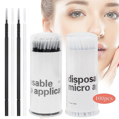 100 Pcs Disposable Handle Microbrush Mascara Wands Micro Brush Applicator Lashes Brushes Eyelash Extension Makeup Tools