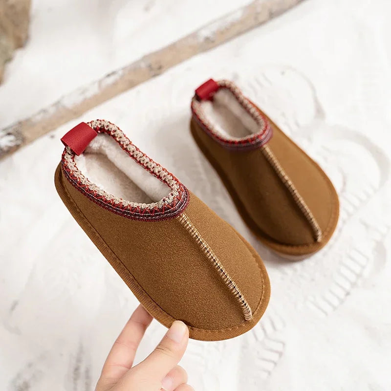 Winter Kids Cowhide Suede Snow Boots Designer Toddler  Fur Slippers  Baby Shoes Ultra Mini Girls Boy Low-top Warm Boot