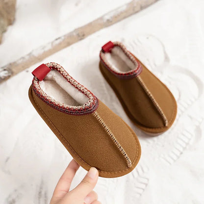 Winter Kids Cowhide Suede Snow Boots Designer Toddler  Fur Slippers  Baby Shoes Ultra Mini Girls Boy Low-top Warm Boot