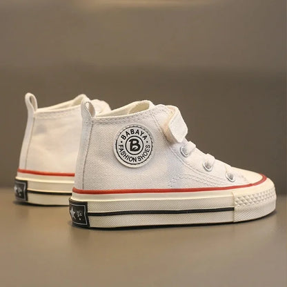 Babaya Children Canvas Shoes Boys Sneakers 2024 Spring New High-top Breathable Girls Shoes for Kids White Casual Shoes