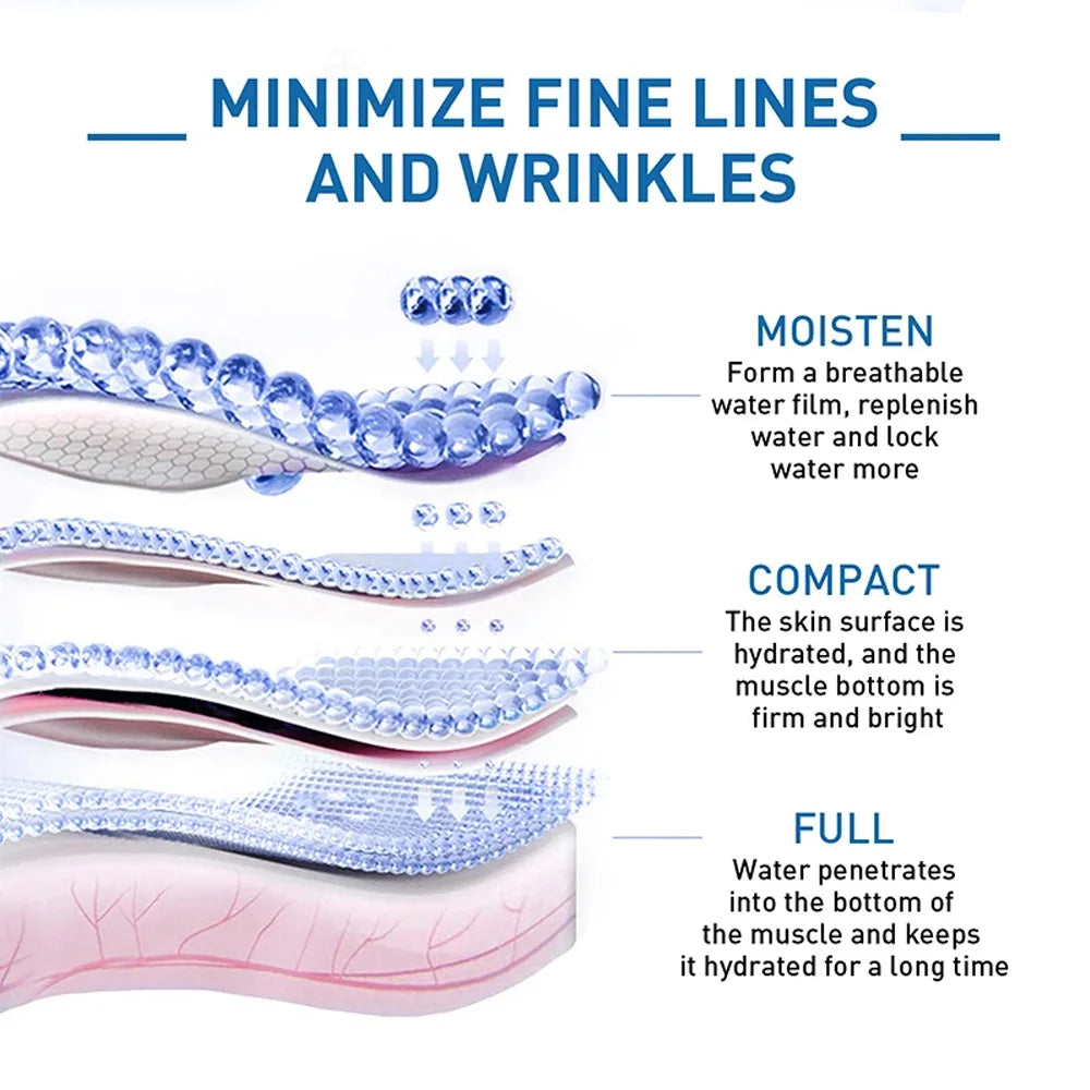 Hyaluronic Facial Serum Moisturizing Smooth Wrinkles Shrink Pores Face Lift Tightening Fade Fine Lines Nourishing Face Care New