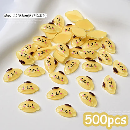 500pcs Cute Sanrio Nail Art Charms 3D Pink Bow Hello Kitty Cinnamoroll Nail Decoration