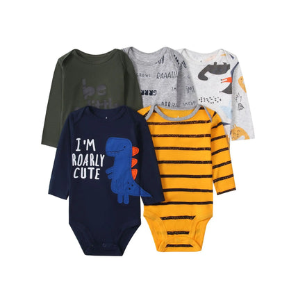 Ircomll 5 PCS Long Sleeve Baby Boys Girls Bodysuit Baby Girl Boy Clothes Infant Bodysuit Sets for Children 0 to 12 months bebe