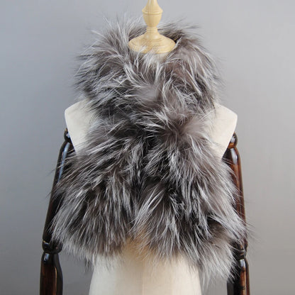 2025 New Knit Real Fox Fur Lady Fashion Neckerchief Scarves Women Real Fur Bandana Women Winter Warm Natural Fox Fur Scarf Ring
