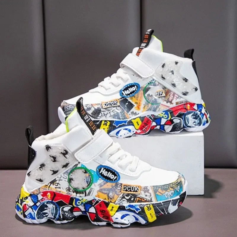 Autumn Kid Sneakers Chunky Versatile Basketball Sneakers for Children Fashion Causal Non-slip