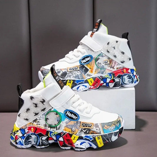 Autumn Kid Sneakers Chunky Versatile Basketball Sneakers for Children Fashion Causal Non-slip