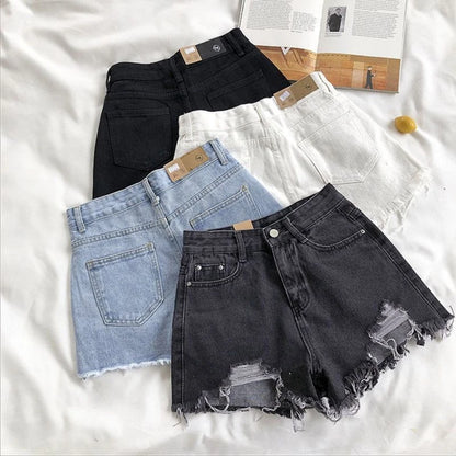 Denim Holes Shorts For Women  Fashion High WaistWide Leg Short Jeans