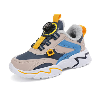 Winter 2024 Children Casual Sports Shoes Brand Kids Leather Fashion Sneakers Boys Girls Non-slip Warm Snow Boots