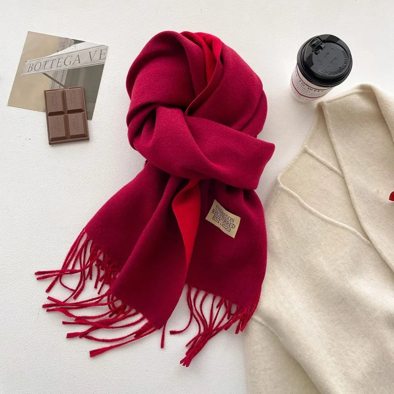 Ladies Scarf Women's Winter Scarves Black Scarf Warm Cashmere Red Black Scarf