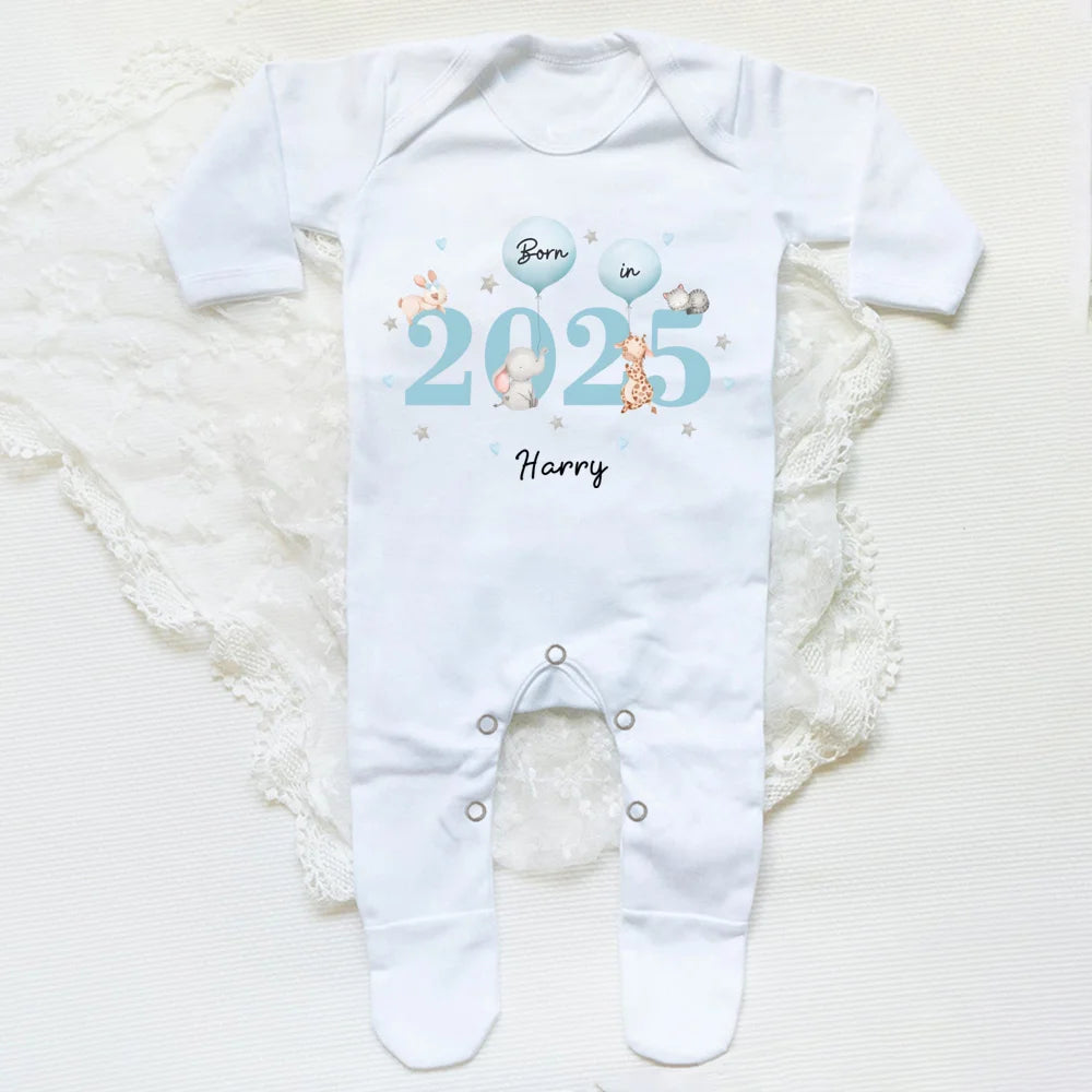 Custom Name Born in  Print Infant Sleepsuit Long Sleeve Baby Romper Casual Pregnancy Announcement Jumpsuit Babys Birth Gifts