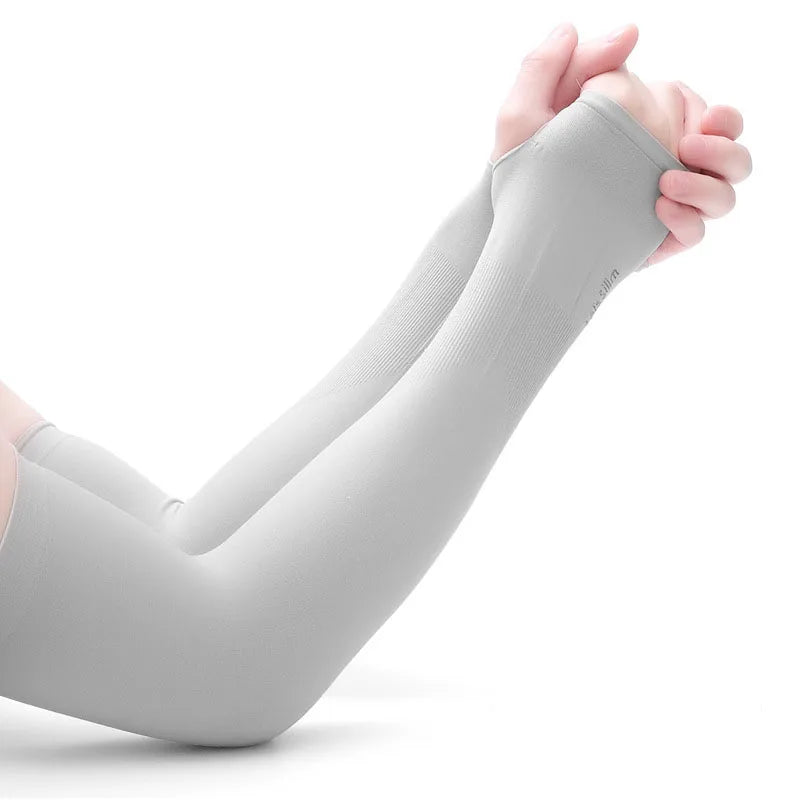 Men Women Long Half Finger Gloves Arm Sleeves Sun UV Protection Ice Cool Arm Cover for Cycling Fishing Running Climbing Sport