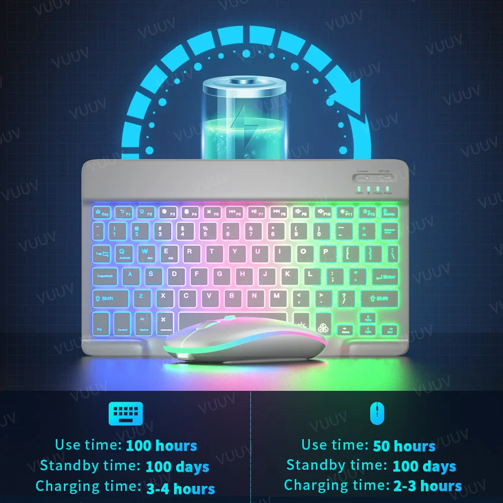 Wireless Bluetooth Keyboard for iPad Tablet Cell Phone Slim Backlit Rechargeable Tablet Keyboard Spanish Korean for Xiaomi Pad 6