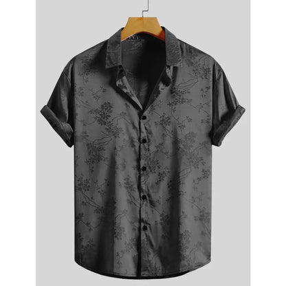 Men's Embroidered Short-sleeved Shirts for Men's Hawaiian Shirts