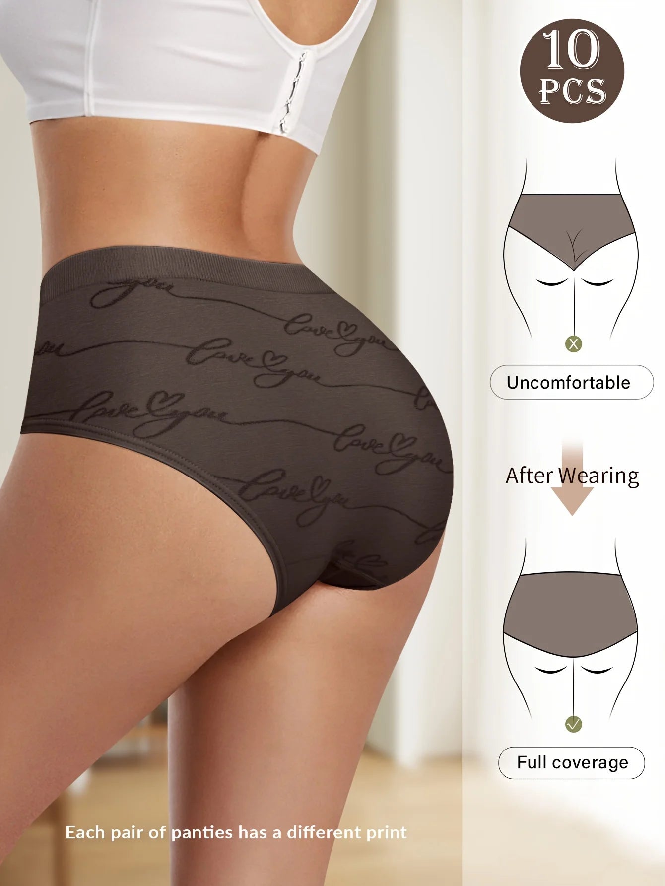 10pcs Ladies Panties Butterfly Shape Comfortable Soft Triangle Panties Hip Lifting Breathable Comfortable Fit