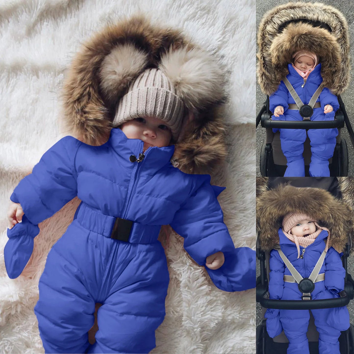 Winter Hooded Jumpsuit for Girls Boys Baby Ski Clothing Overalls Snowsuit for Children Kids Ski Coat Jacket Rompers 1/2 Years 2T