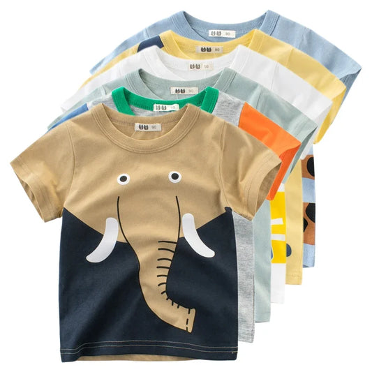 Summer Cartoon Animals T Shirt Boys Short Sleeve O-Neck